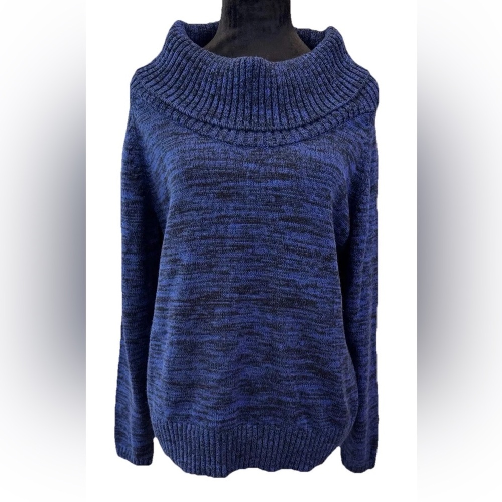 Westbound ladies size large blue black turtleneck knit‎ pullover sweater EUC